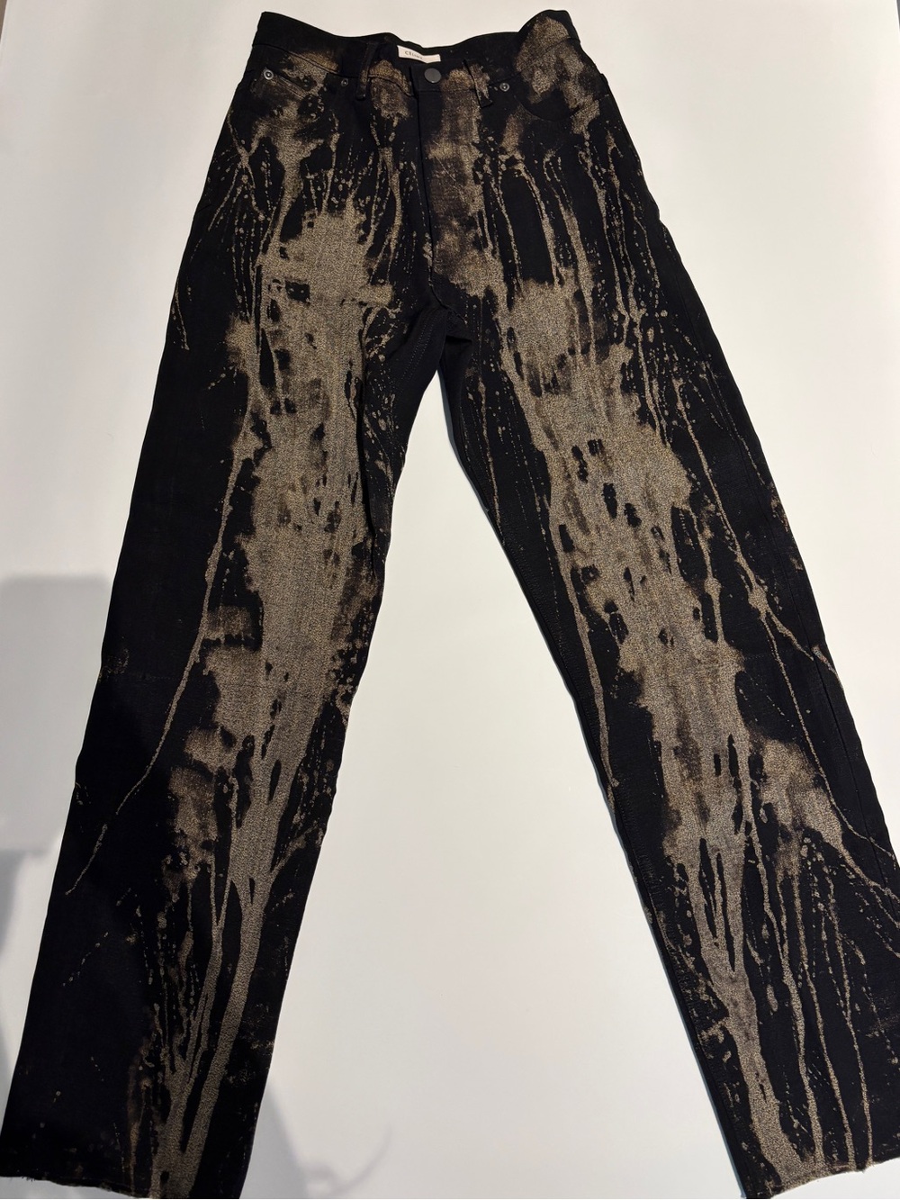 Celine Black Jeans Acid Wash Splatter - Straight Leg